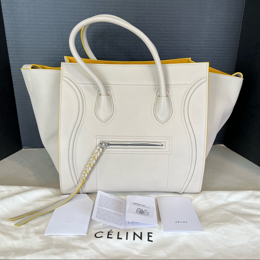 Cream Celine Medium Luggage Phantom Tote Soft Grained Calfskin NWT